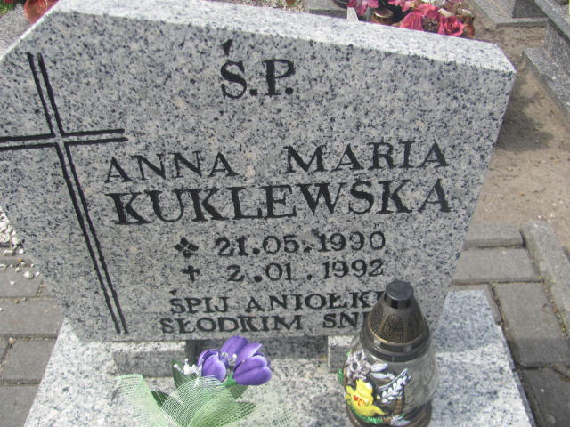 Anna Maria Kuklewska  1990 Kluczbork - Grobonet - Wyszukiwarka osób pochowanych