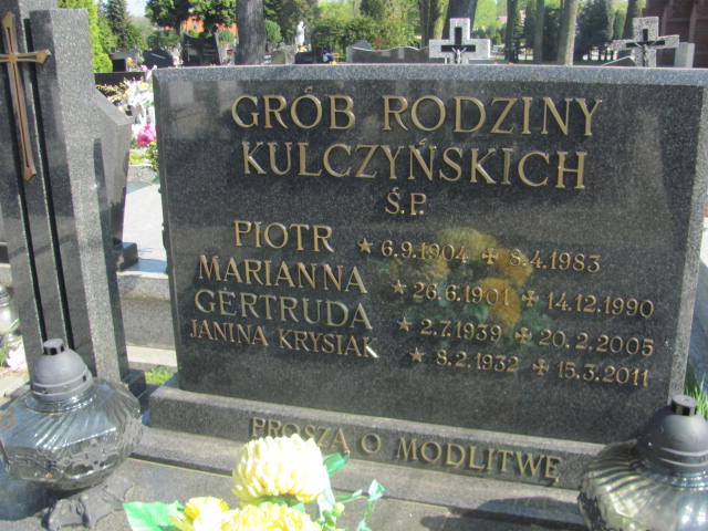 Gertruda Kulczyńska 1939 Kluczbork - Grobonet - Wyszukiwarka osób pochowanych