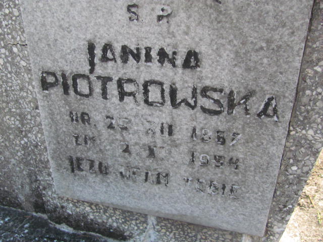 Janina Piotrowska 1887 Kluczbork - Grobonet - Wyszukiwarka osób pochowanych